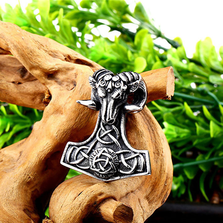 Vintage Viking Celtic Knot Sheep Head Pendant