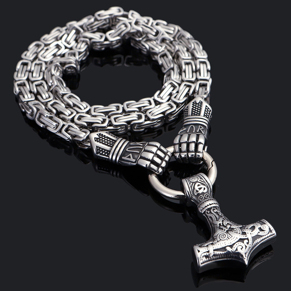 Nordic Viking Thor's Hammer Pendant Domineering Palm Emperor Necklace ...