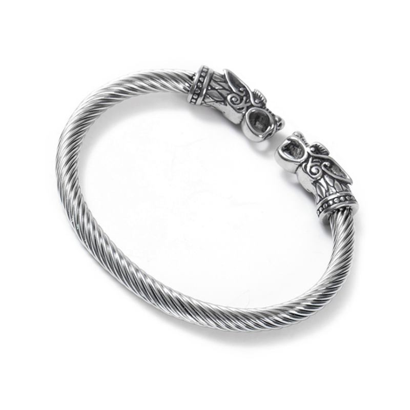 Opening Adjustable Viking Dragon Head Men's Bracelet