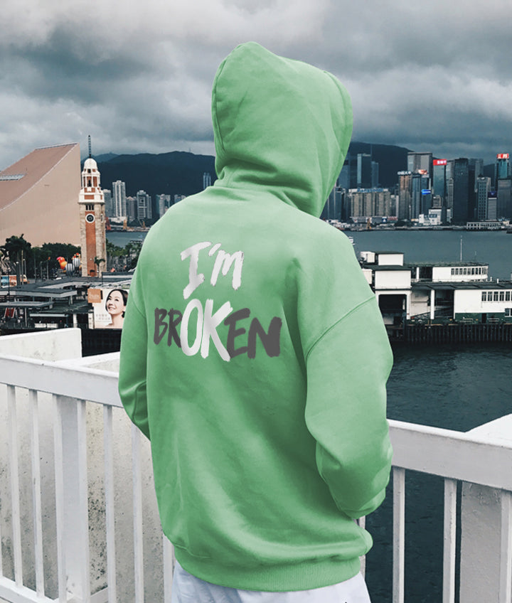 I'm Broken Letter Print Casual Hoodie