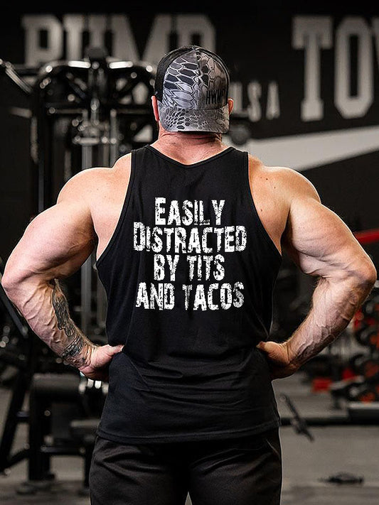 Easily Distracted By Tits And Tacos Print Men's Vest