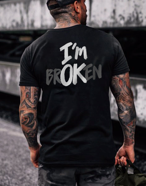 I'm Broken Men's Fun Monogram T-shirt